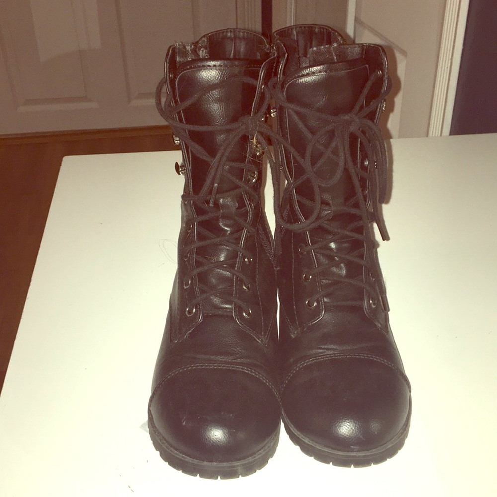 Black combat boots